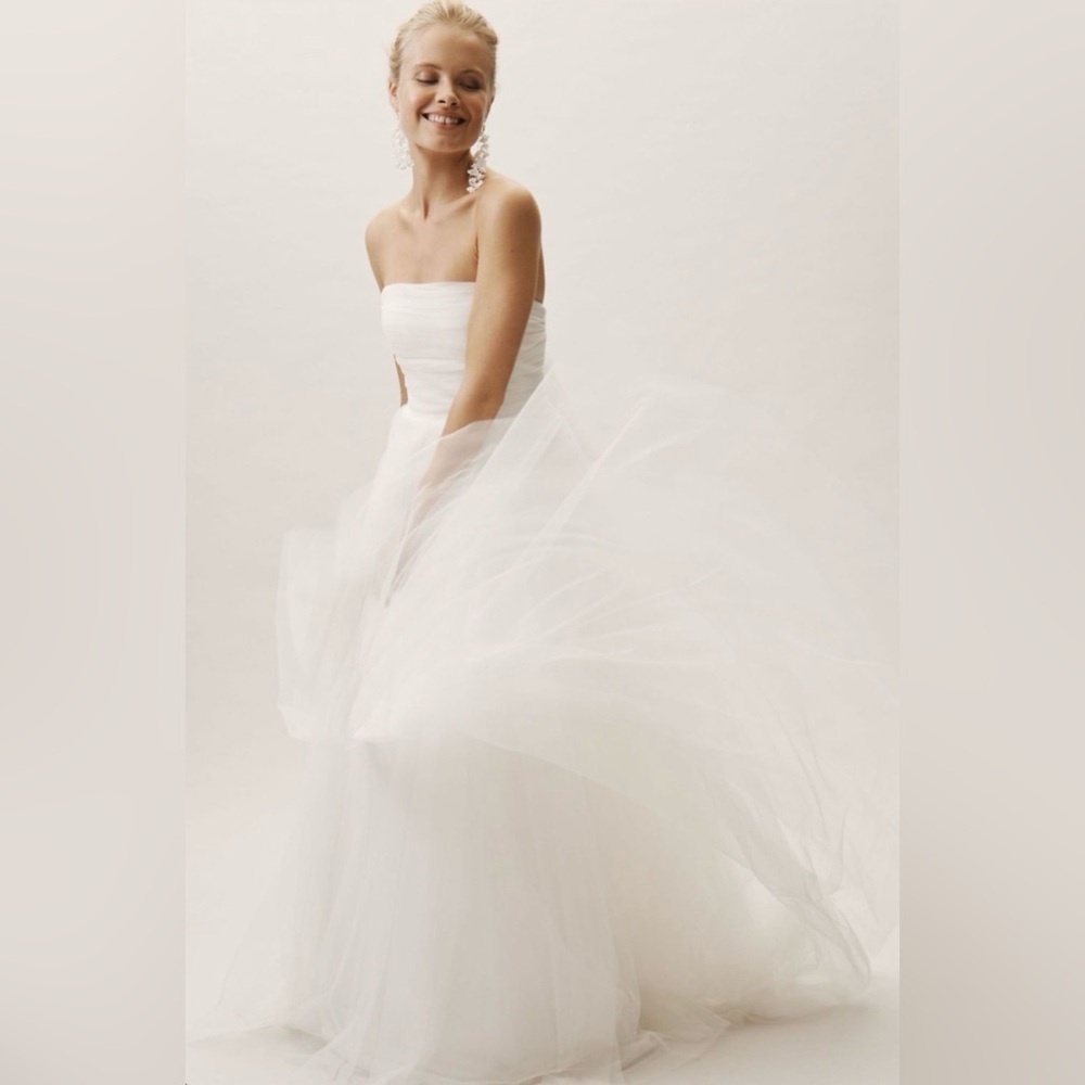 BHLDN Jenny Yoo Jillian Anthropologie Tulle A‑Line Wedding Dress, Size 8